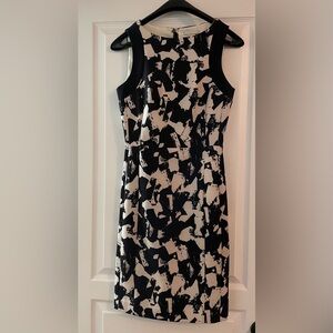 H&M Black and Cream Patterned Midi Dress